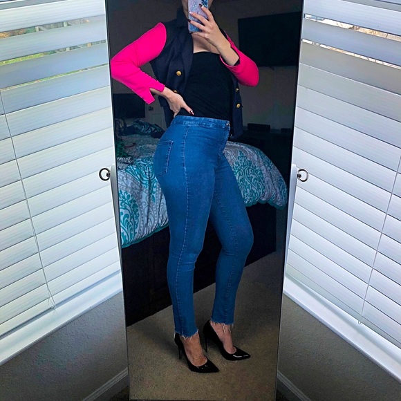 Love Culture pink & navy buttoned blazer size M - Picture 3 of 8